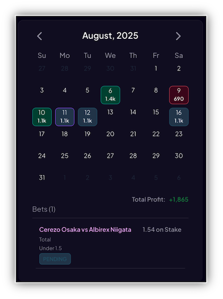1xBet Bet Tracker Example