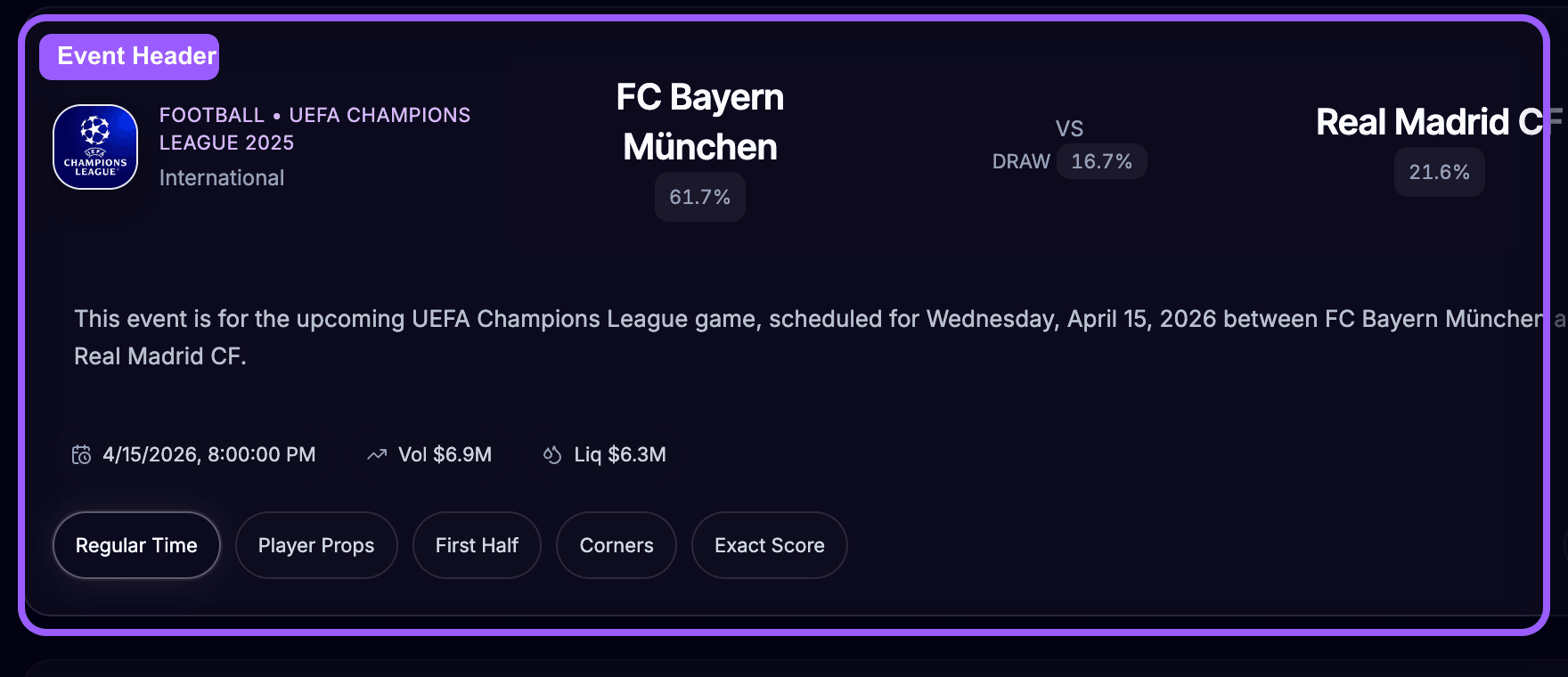 Event header highlight